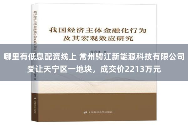 哪里有低息配资线上 常州骋江新能源科技有限公司受让天宁区一地块，成交价2213万元