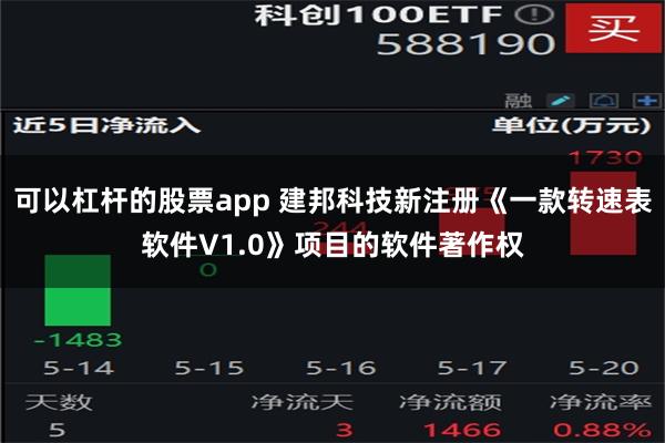 可以杠杆的股票app 建邦科技新注册《一款转速表软件V1.0》项目的软件著作权